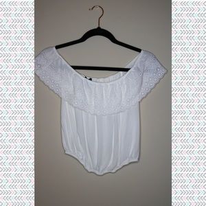 White Off-The-Shoulder Crop Top